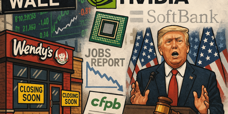 US digest: Nvidia slips after SoftBank exit, Wendy’s to close stores, job growth slows